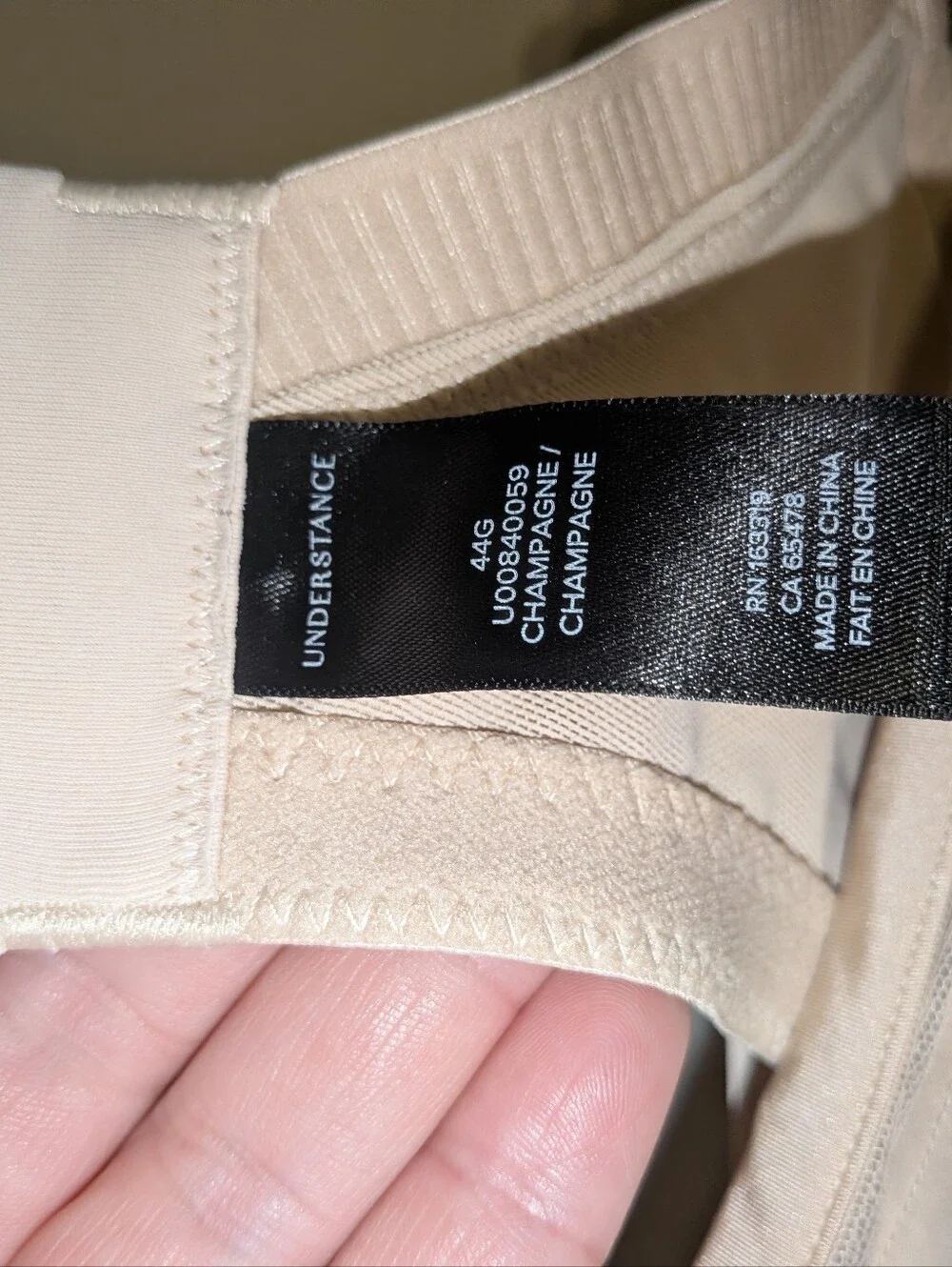 44G Unpadded Under Wire Bra In champagne. Full Coverage